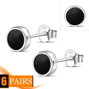 Black Onyx Sterling Silver Stud Earrings - e364